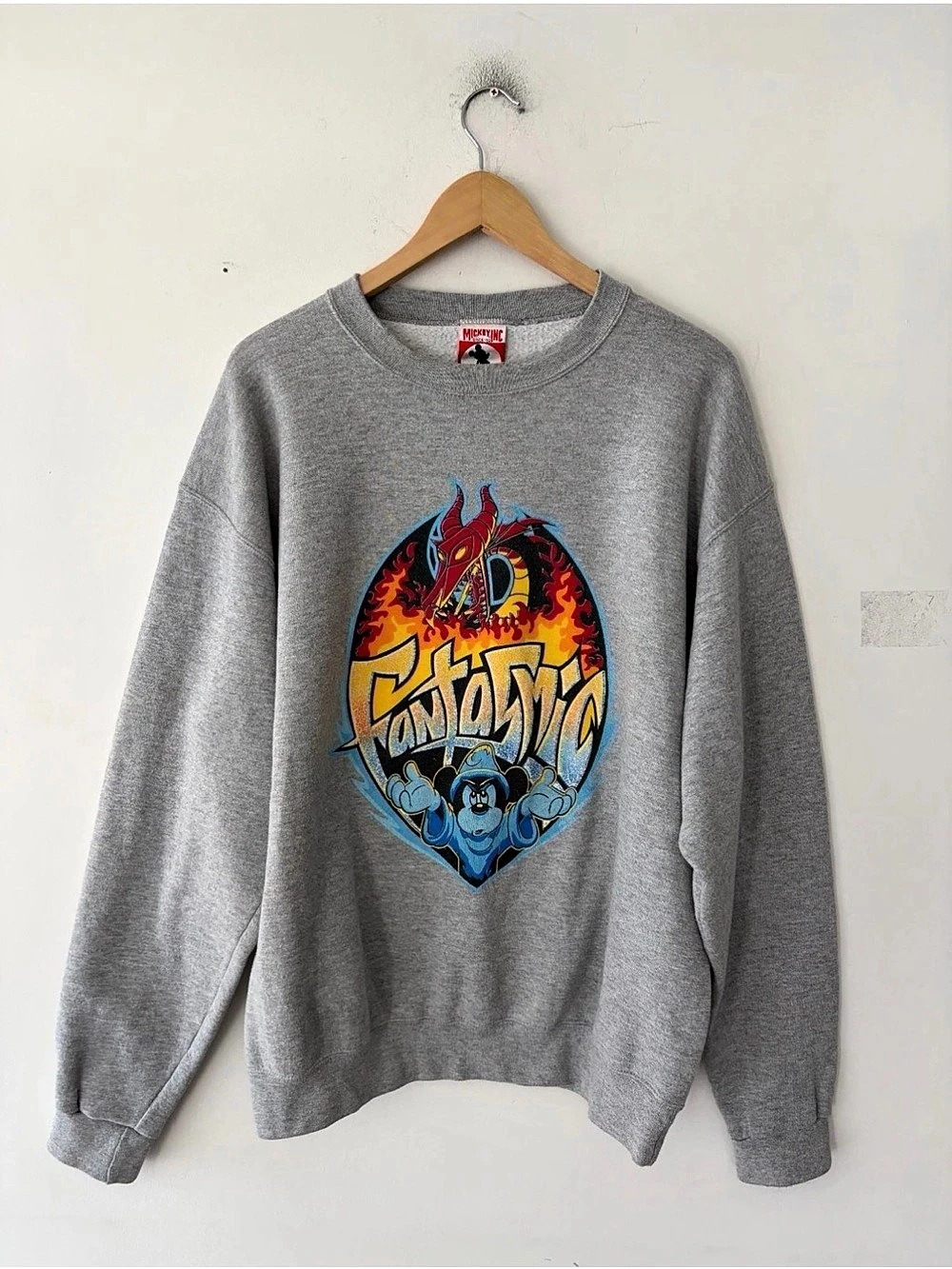 Vintage DISNEY PARKS MGM Studios Fantasmic Mickey Mouse Gray Sweatshirt Size XL